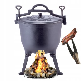 Medžioklės virdulys ketaus puodas 4l su patvaria marmurine emalio danga km-4800m