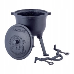 Medžioklės virdulys ketaus puodas 4l su patvaria marmurine emalio danga km-4800m