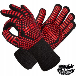 Juodos ir raudonos ugniai atsparios pirštinės aukštai temperatūrai