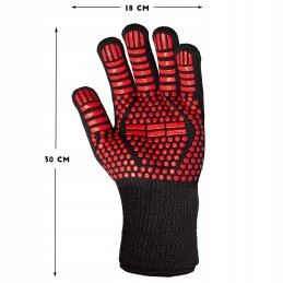 Juodos ir raudonos ugniai atsparios pirštinės aukštai temperatūrai