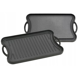 Grilio lėkštė, ketaus padėklas, židinys, dvipusė keptuvė, grotelės, 42x25cm