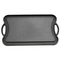 Grilio lėkštė, ketaus padėklas, židinys, dvipusė keptuvė, grotelės, 42x25cm