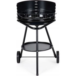 Garden charcoal grill round adjustable grate wheels handle