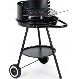 Garden charcoal grill round adjustable grate wheels handle