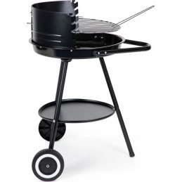 Garden charcoal grill round adjustable grate wheels handle
