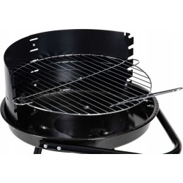 Garden charcoal grill round adjustable grate wheels handle