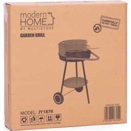 Garden charcoal grill round adjustable grate wheels handle