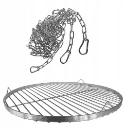 ⭐️Židinio grilio grotelės, apvalios, nerūdijančios, 45cm, su pakabinama grandine, grotelių valymo šepečiu ⭐️