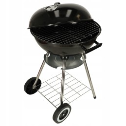 Garden charcoal grill for briquettes, closed, with cover, ventilation and shelf