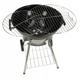 Garden charcoal grill for briquettes, closed, with a cover, ventilation and a shelf