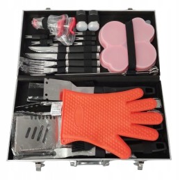 Grilio priedų rinkinys su neslystančia rankena