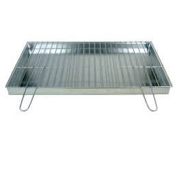 Grotelės griliui statyti 70x40 - skersmuo 4mm - sulankstomos rankenos - chromuotos su pakura / pelenų keptuvė