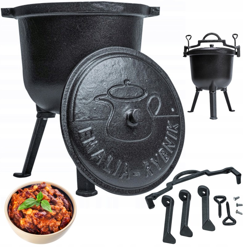 Ketaus katilas, 4l, puodas laužui, grilis, medžioklinis katilas, ketus
