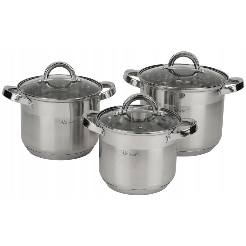 Plieninių puodų rinkinys. 6 daiktai. maži pajėgumai.