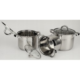 Plieninių puodų rinkinys. 6 daiktai. maži pajėgumai.