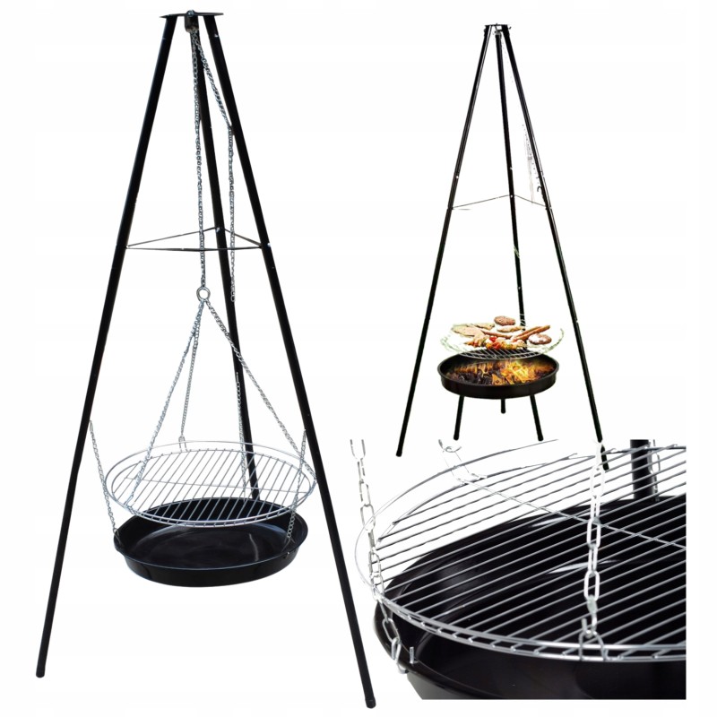 Didelė anglies grilis, nešiojamas sodo trikojis sodo židinys 45x63