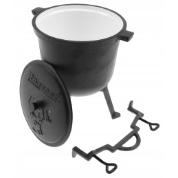 Ketaus medžioklinis virdulys 5l. emaliuotas puodas