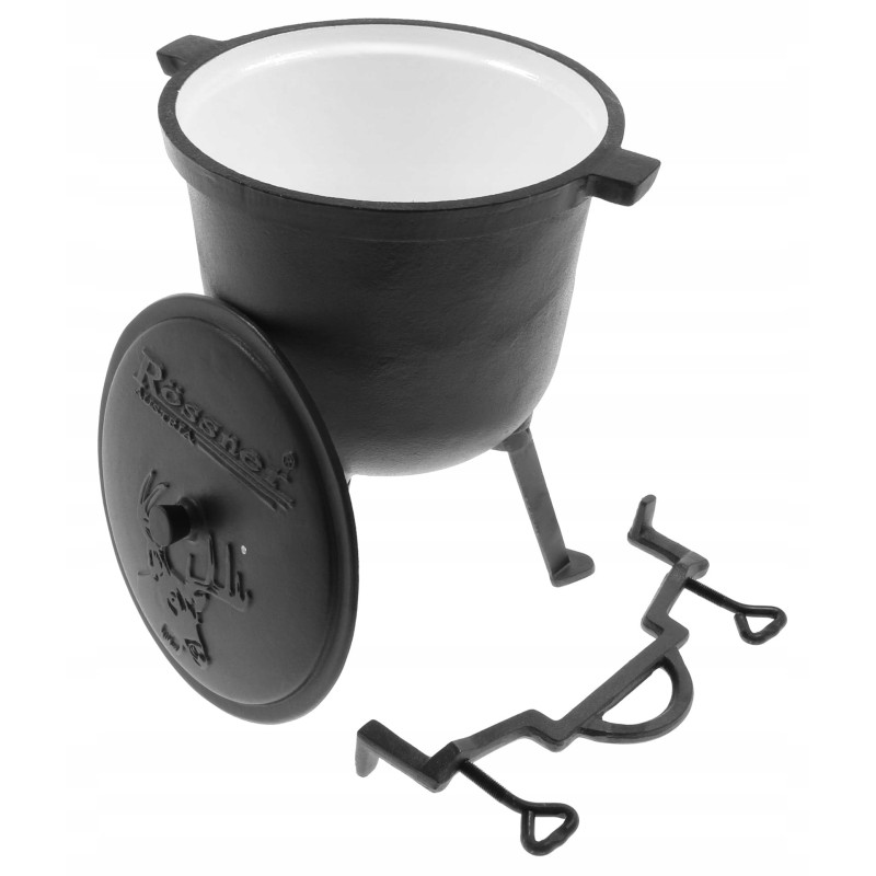 Ketaus medžioklinis virdulys 5l. emaliuotas puodas