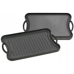 Ketaus grilio plokštė židiniui, dvipusė grilio keptuvė, 42x25 cm