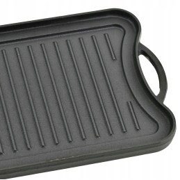 Ketaus grilio plokštė židiniui, dvipusė grilio keptuvė, 42x25 cm