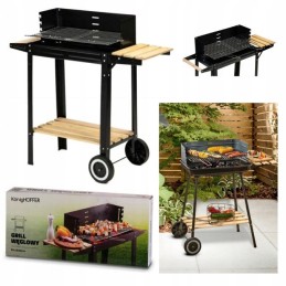 Sodo kepsninė ant ratukų, reguliuojamos polka anglies grotelės, 48 x 27 cm