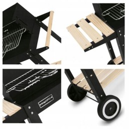 Sodo kepsninė ant ratukų, reguliuojamos polka anglies grotelės, 48 x 27 cm