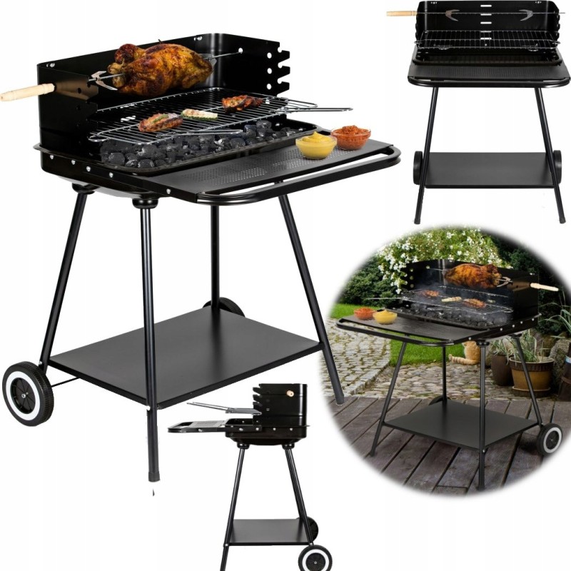 Sodo kepsninė su kepsnine ir reguliuojamomis grotelėmis + dvi didelės lentynos 53x34 cm