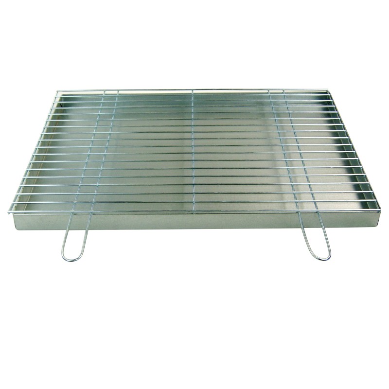 Grotelės griliui statyti 70x50 - skersmuo 4mm - chromuotos su pakura / pelenų keptuvė