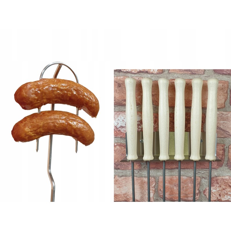 Wo šakės ugnies lazdos 6 vnt, nerūdijančio plieno rankena 130