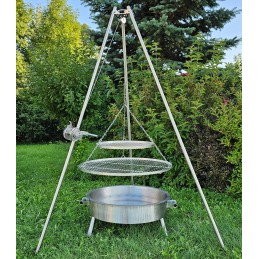 Nerūdijančio plieno grilio ritė, rankena, bronziniai guoliai, aukštos kokybės inox