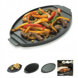 Ketaus ovali dvipusė kepimo lėkštė statinė broil king ka5542