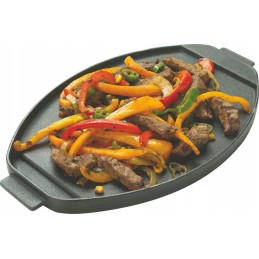 Ketaus ovali dvipusė kepimo lėkštė statinė broil king ka5542