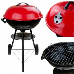 Apvalios sodo anglies kepsninės su peleninės dangteliu, chromuotos kepsninės grotelės