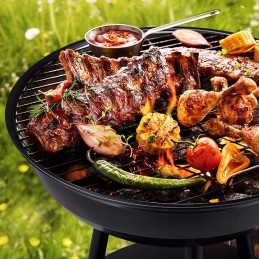 Apvalios sodo anglies kepsninės su peleninės dangteliu, chromuotos kepsninės grotelės