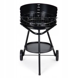 Round garden grill with adjustable grate height