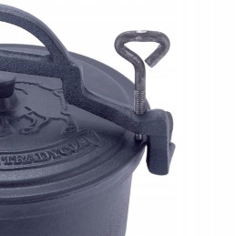 Mažas emaliuotas vengriškas ketaus katilas 4l su trikojo dangčiu židiniui