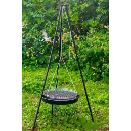 Trikojis židinys grilis sodo židinys pakabinamas didelės grotelės 45 cm 2in1
