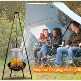 Trikojis židinys grilis sodo židinys pakabinamas didelės grotelės 45 cm 2in1