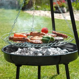 Trikojis židinys grilis sodo židinys pakabinamas didelės grotelės 45 cm 2in1