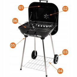 Sodo kepsninė su anglimis, grotelės 40x45 cm