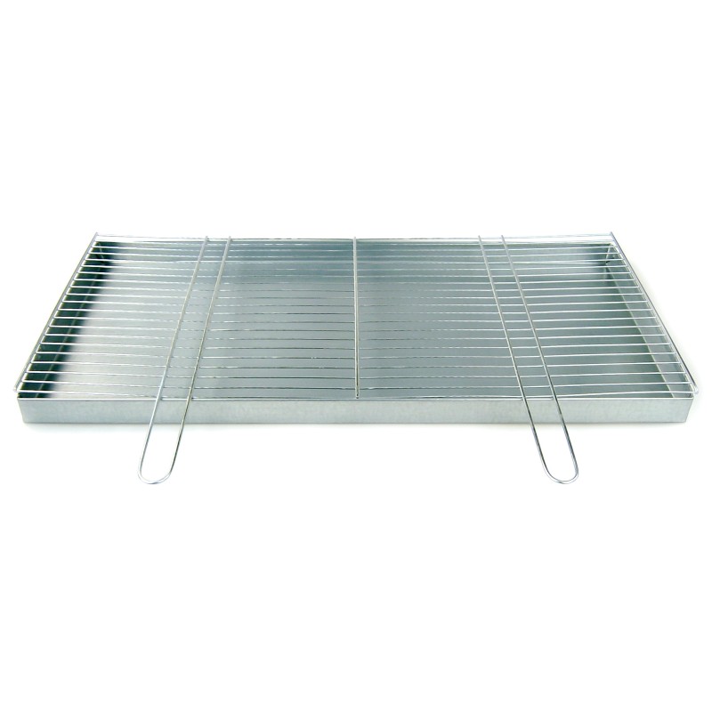 Grilio grotelės 80x40, chromuotos, su židiniu/pelenine