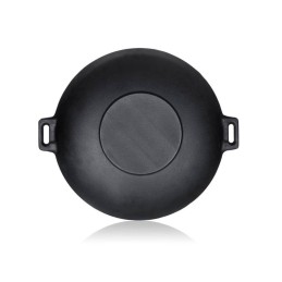 Ketaus wok keptuvė, juoda, didelė, sunki, 36-5 cm