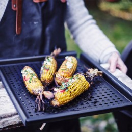 Grill plate perforated black steel bk grill