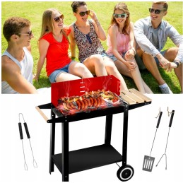 Nešiojama sodo anglių kepsninė su ratukais, apsauga nuo vėjo metaliniams bbq briketams