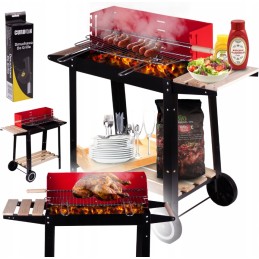 Kroomitud, kaasaskantav, reguleeritav aia söegrill 2 riiuliga + puhur