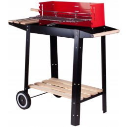 Garden charcoal grill chrome portable adjustable 2 shelves + blower