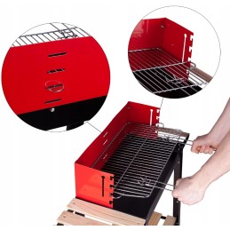 Kroomitud, kaasaskantav, reguleeritav aia söegrill 2 riiuliga + puhur