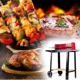 Garden charcoal grill chrome portable adjustable 2 shelves + blower