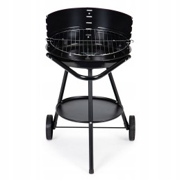 Round garden grill with adjustable grate height