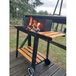 Sodo anglies grilis ant ratų 27x48, plieninis, reguliuojamas